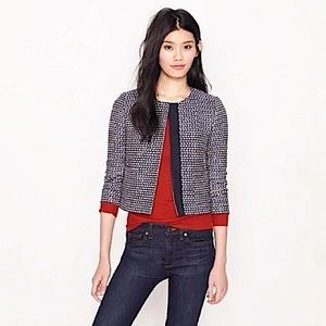 JCREW | Navy & Purple Tweed Silk Blend Collarless Blazer